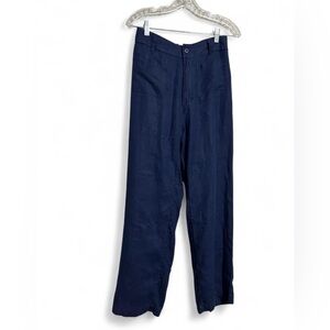 Navy Wide-Leg  100% Linen  Pants